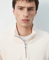 Mango Men's Cotton Zip-Neck Sweatshirt