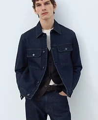 Mango Men's Cotton Pockets Denim Jacket