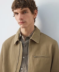 Mango Men's Corduroy Collar Denim Jacket