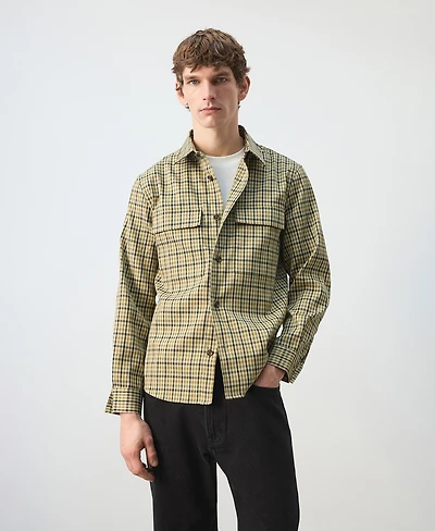 Mango Men's Plaid Print Button Jacket