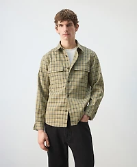 Mango Men's Plaid Print Button Jacket