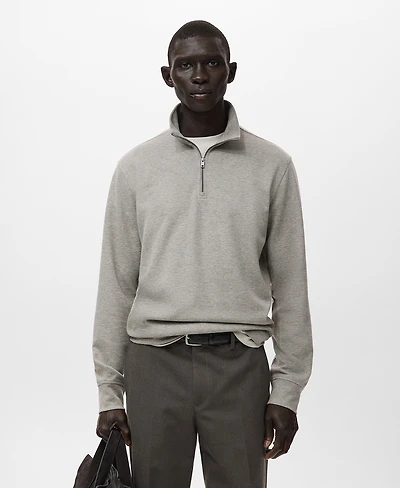 Mango Men's Regular-Fit Zipper-Neck Sweatshirt