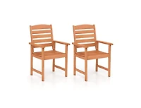 Slickblue Solid Wood Outdoor Dining Chairs with Slatted Design