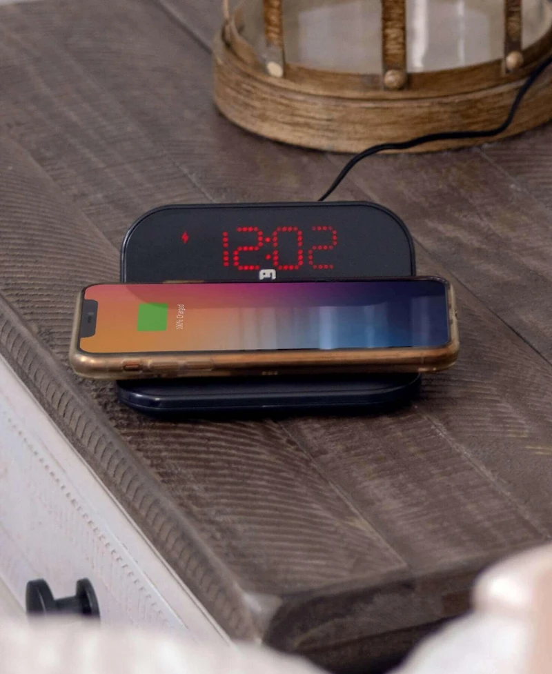 iHome iHV18B Qi Wireless Charging Digital Alarm Clock