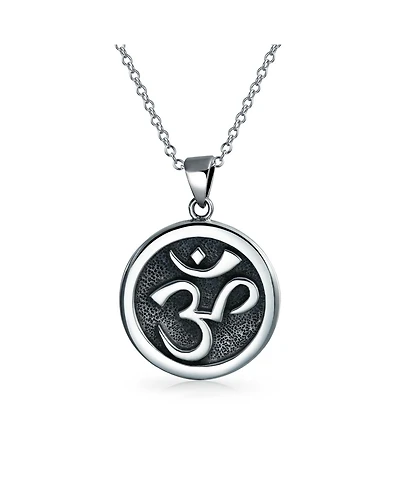 Bling Jewelry Spirtual Sanskrit Symbol Medallion Aum Om Ohm Necklace Pendant .925 Sterling Silver