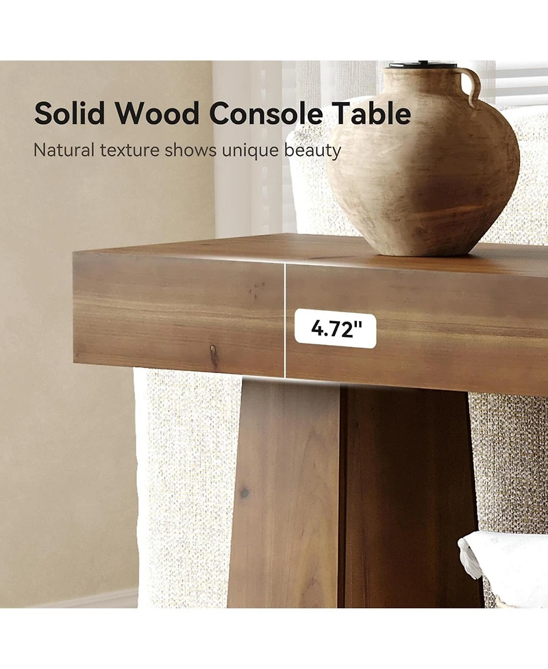 Tribesigns Solid Wood Console Table, 63-Inch EntrywayTable with Storage, Long Wooden Sofa Table Behind Couch for Entryway, Hallway, Foyer, Living Room