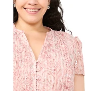 Msk Plus Belted Short-Sleeve Split Crewneck Dress