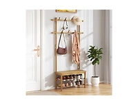 Slickblue Pe Rattan Hall Tree Coat Rack with Bench and Shoe Storage