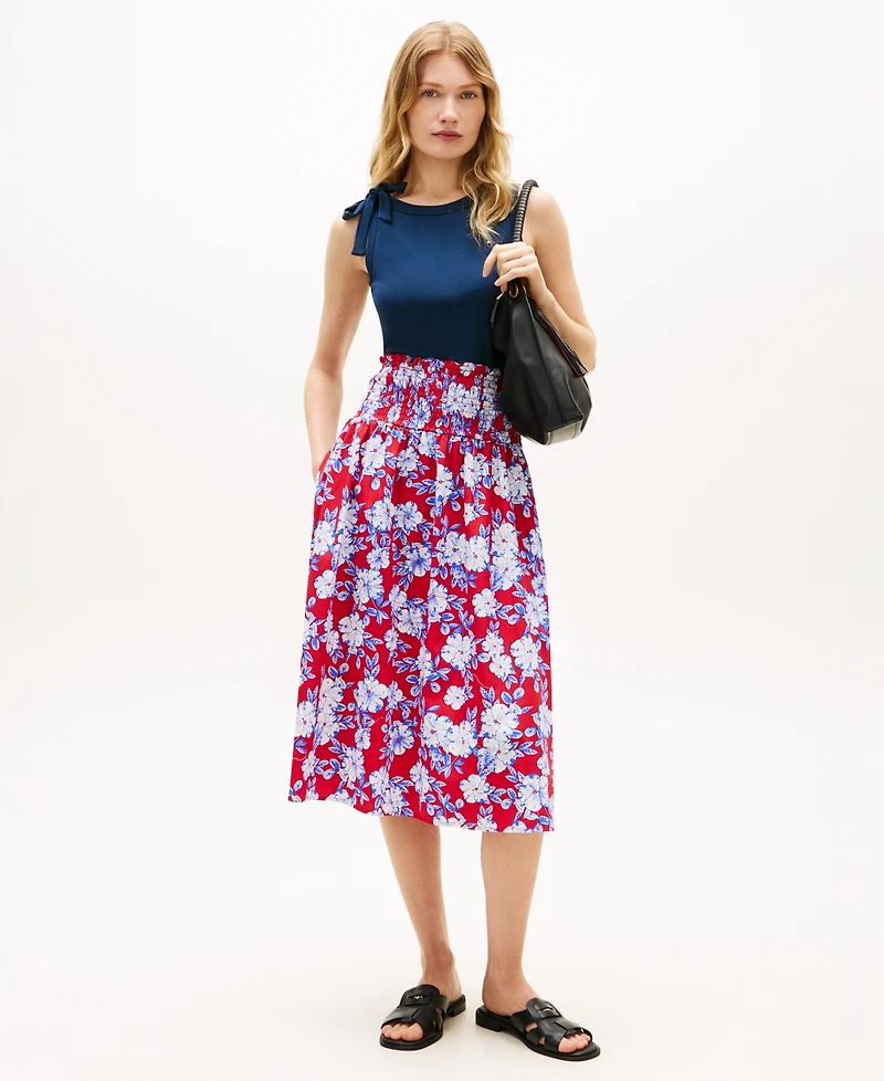 Tommy Hilfiger Women's Smocked Pull-On Midi Skirt