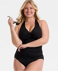 Lands' End Women's Knot Twist Halter One Piece