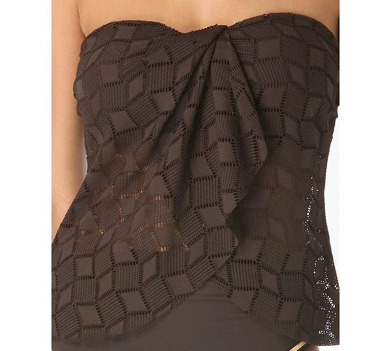 Vince Camuto Women's Crochet Draped Tankini Top