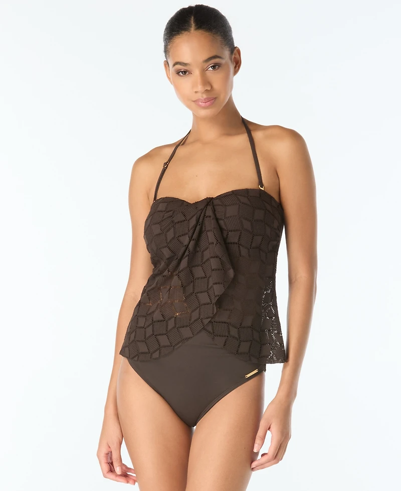 Vince Camuto Women's Crochet Draped Tankini Top