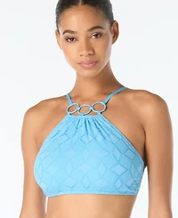 Vince Camuto Women's Crochet High-Neck Ring Bikini Top
