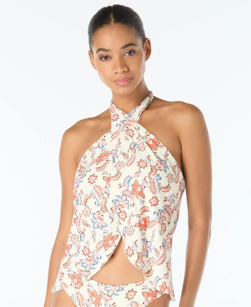 Vince Camuto Women's Cross-Over Printed Tankini Top