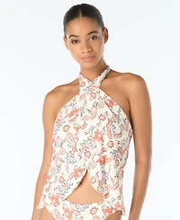 Vince Camuto Women's Cross-Over Printed Tankini Top