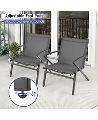 Gymax Patio Chairs 4 Pcs w/ Heavy Duty Metal Frame Curved Backrests & Armrests Outdoor