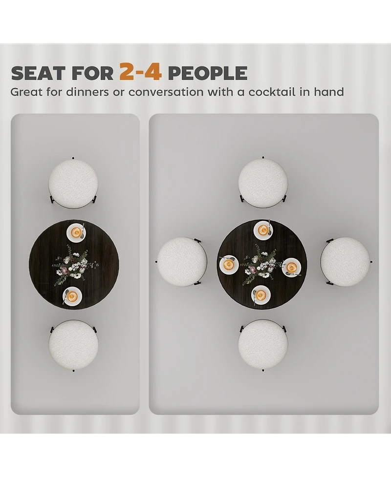 Homcom Round Dining Table, Kitchen Table for 2-4 People