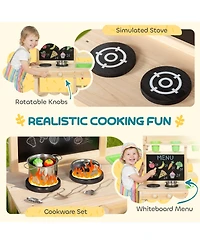 Qaba Wooden Kids Mud Kitchen with Kitchenware and Garden Tools