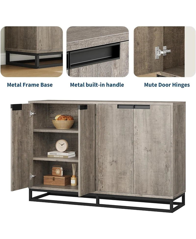 gaomon 55" Buffet Sideboard Storage Cabinet, Modern Entryway Console with Adjustable Shelves