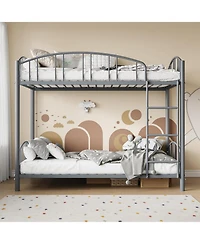 gaomon Metal Bunk Bed Twin Over Twin, Heavy Duty Bunkbeds Frame with Arched Guardrail and Safety Ladder