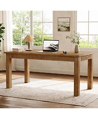Tribesigns 63-Inch Computer Desk, Solid Wood Home Office Desk with Sturdy Wooden Legs, Rustic Large Computer Office Table for Writing, Reading, Study