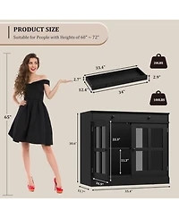 gaomon Modern Buffet Cabinet, Sideboard Storage with Glass Doors, Adjustable Shelf Large Drawer Cabinet