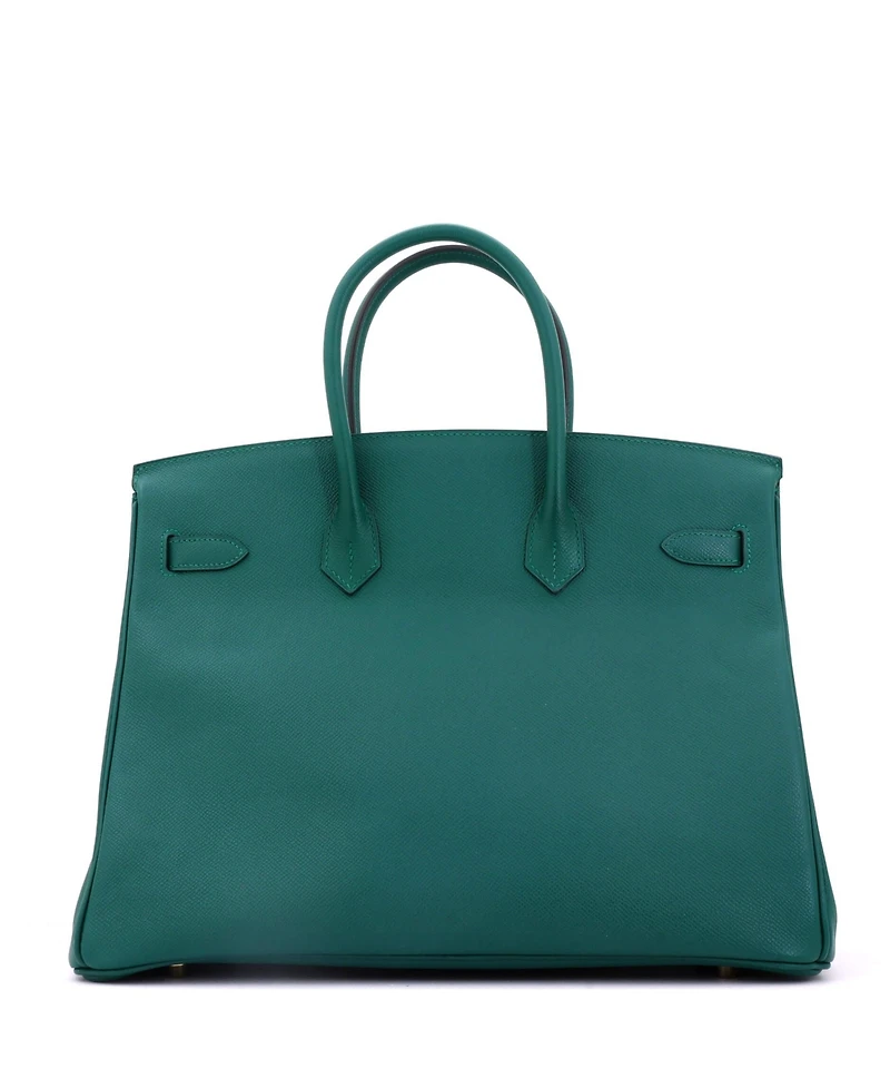 Pre-Owned HERMES Birkin 35 Handbag Green Epsom with Gold Hardware