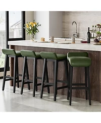 gaomon 26.2" Bar Stools Set of 4, Modern Upholstered Kitchen Stools with Low Back, Footrest & Wood Legs, Counter Height for Kitchen or Dining