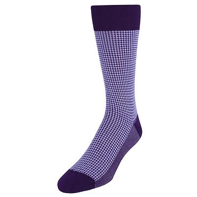 Trafalgar Men's Doyle Houndstooth Design Mercerized Cotton Mid-Calf Socks