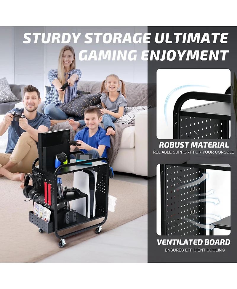 Mythinglogic Gaming Station Organizer, Metal Game Controller Holder, Video Game Console Storage Rack, Game Organizer Storage