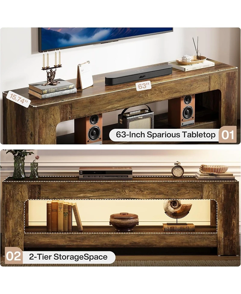 Tribesigns Tv Stand for Living Room for 55/60/65/75-Inch Tvs, Farmhouse Rustic TV Console, 63" Entertainment Center Television Stand for Bedroom