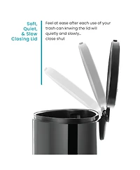 Home Zone Living 12 Gallon Semi-Round Stainless Steel Kitchen Trash Can with Step Pedal and Soft Close Lid