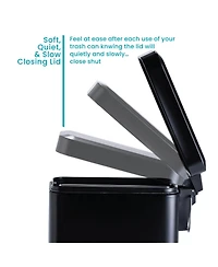 Home Zone Living 1.3 Gallon Slim Stainless Steel Trash Can with Step on Pedal and Soft Close Lid