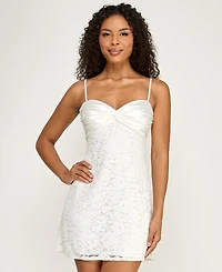 City Studios Juniors' Corded Sweetheart Neck Dress