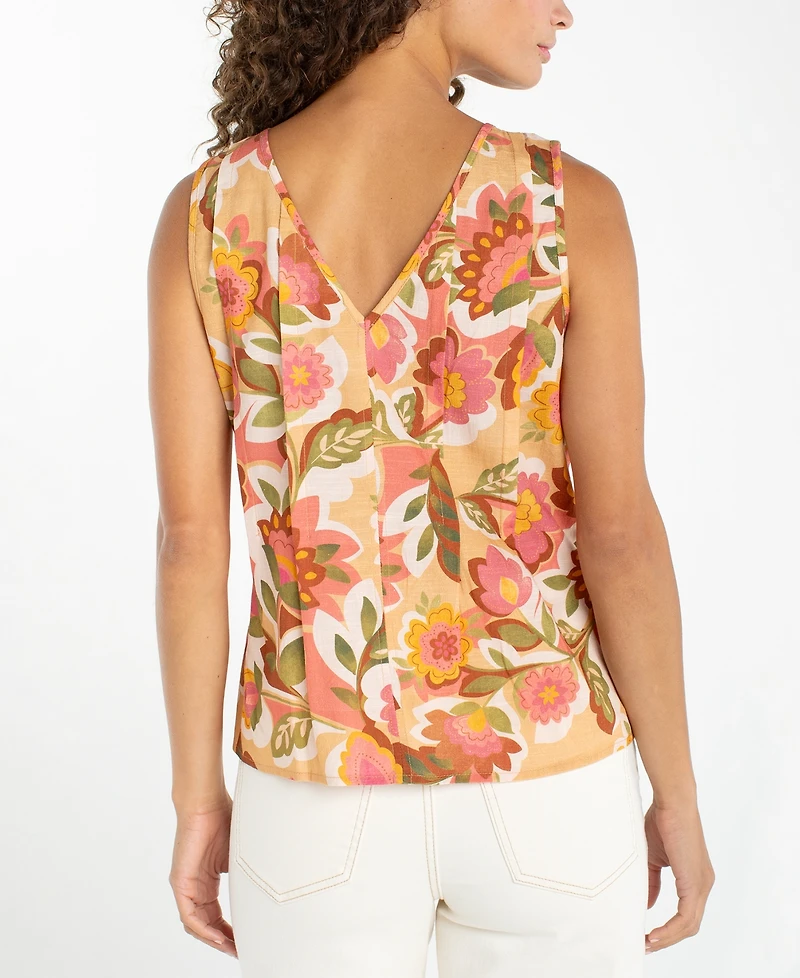 Liverpool Los Angeles Petite Sleeveless V-Neck Woven Top