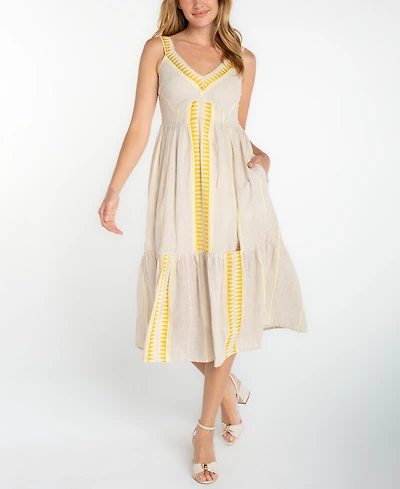 Liverpool Los Angeles Petite Sleeveless V-Neck Midi Dress