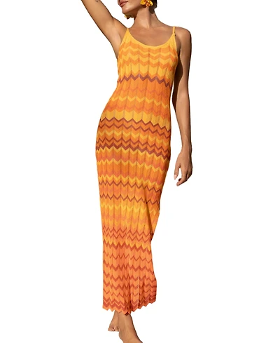 Cupshe Women's Flicker Chevron Cover-Up Maxi Beach Dress