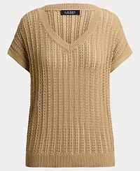 Lauren Ralph Women's Short-Sleeve V-Neck Ribbed Sweater