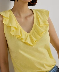 Lauren Ralph Women's Sleeveless V-Neck Top