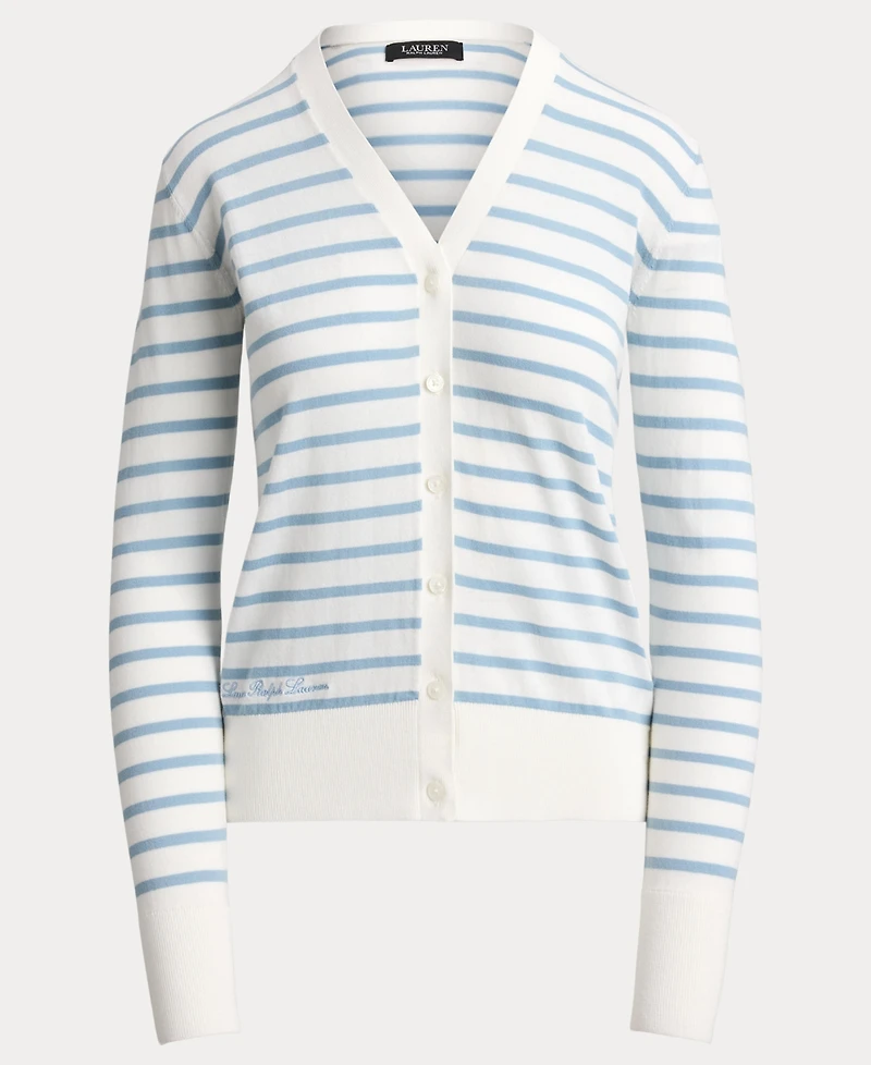 Lauren Ralph Women's Striped V-Neck Cardigan