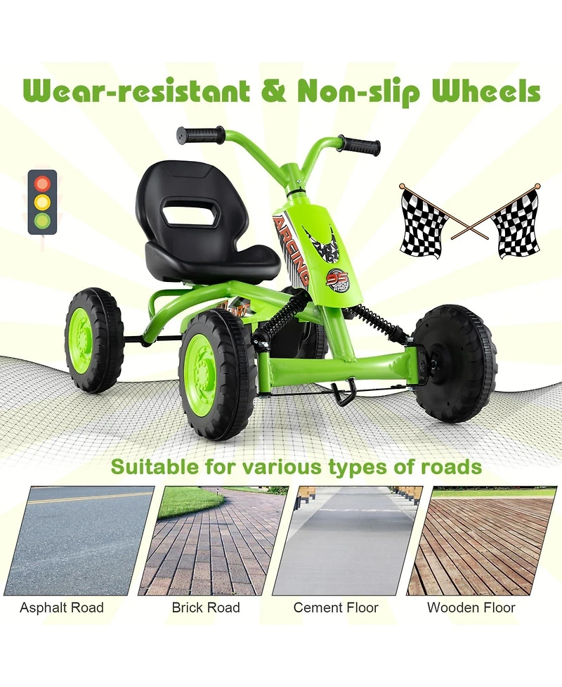 Mecale Go Kart for Kids 4 Wheel with Steering Handlebars and Adjustable