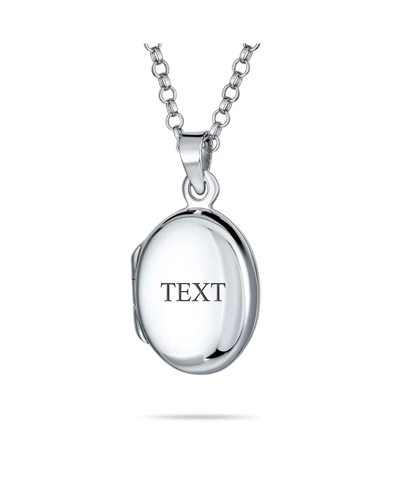 Bling Jewelry Simple Plain Oval Keepsake Photo Lockets Necklace Pendant .925 Silver Sterling