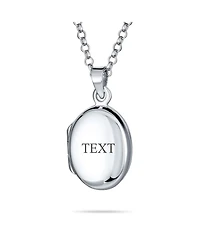 Bling Jewelry Simple Plain Oval Keepsake Photo Lockets Necklace Pendant .925 Silver Sterling