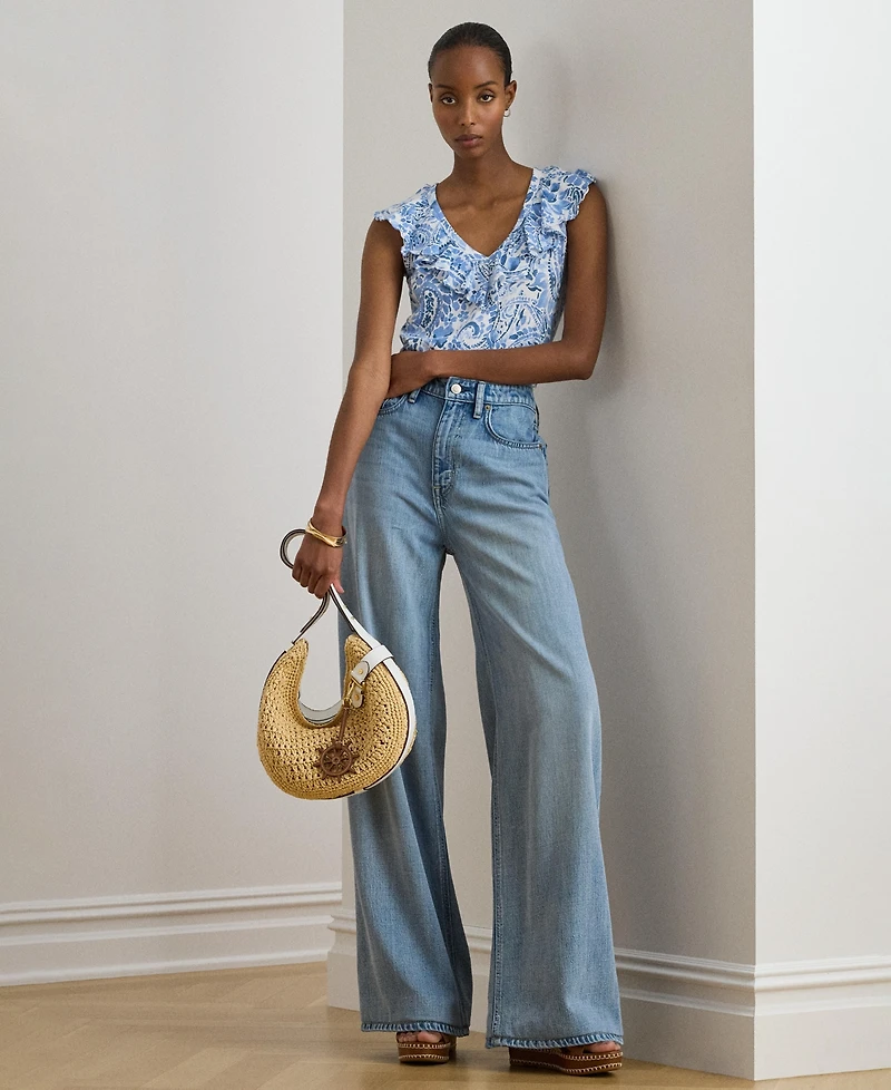 Lauren Ralph Women's Sleeveless V-Neck Top