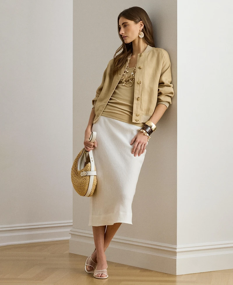 Lauren Ralph Women's Baseball Collar Bomber Jacket