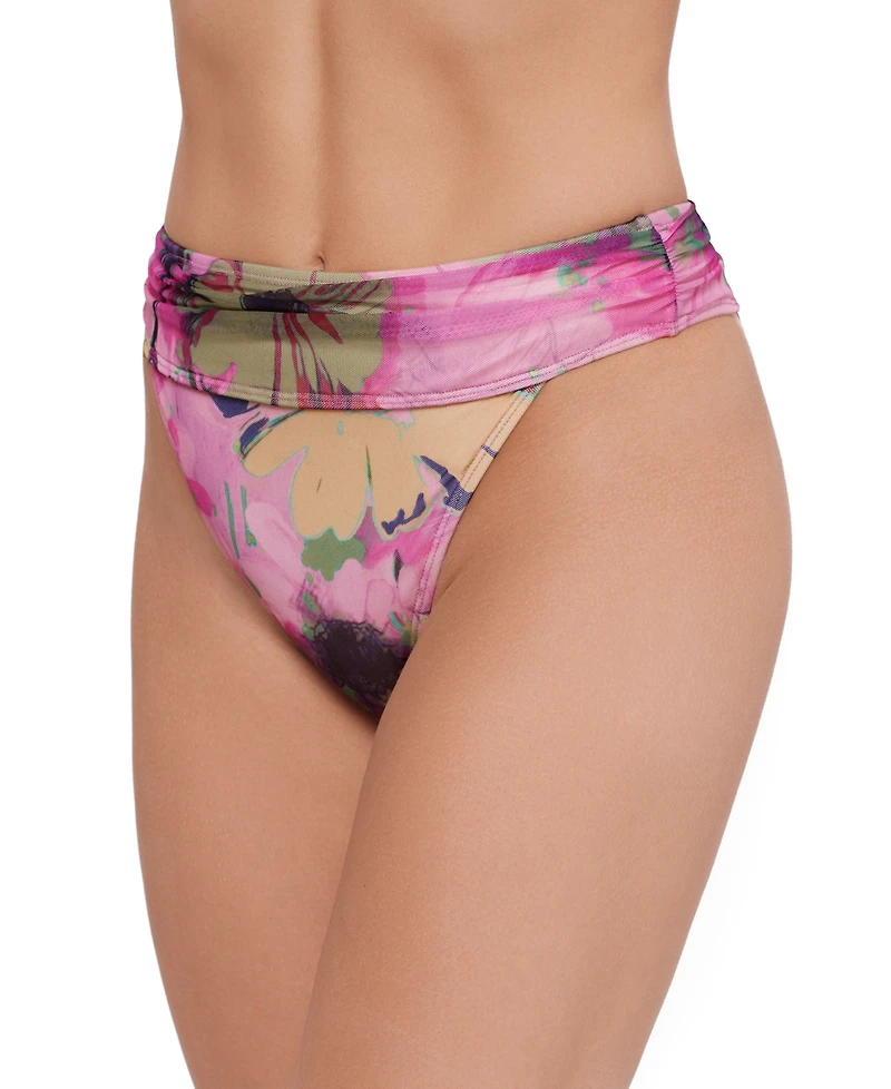 Steve Madden Women's High-Waist Ruched Band Swim Bottoms