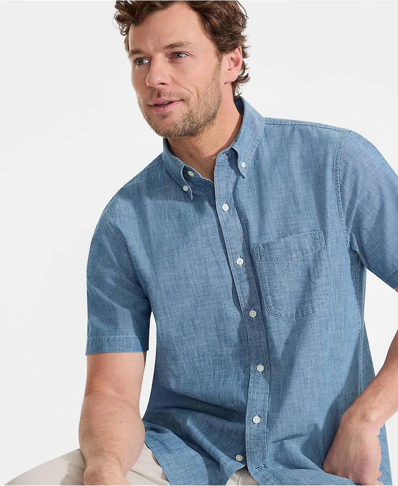 Lands' End Men's Short Sleeve Easy Fit Chambray Shirt