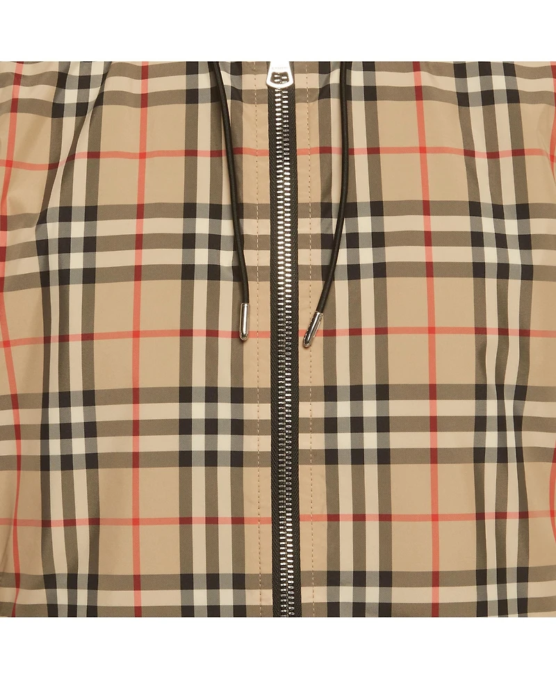 Pre-Owned Burberry Men's Check Synthetic Reversible Hooded Jacket