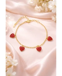 Chanteur Girls 18K Yellow Gold Plated Heart Charm Bracelet