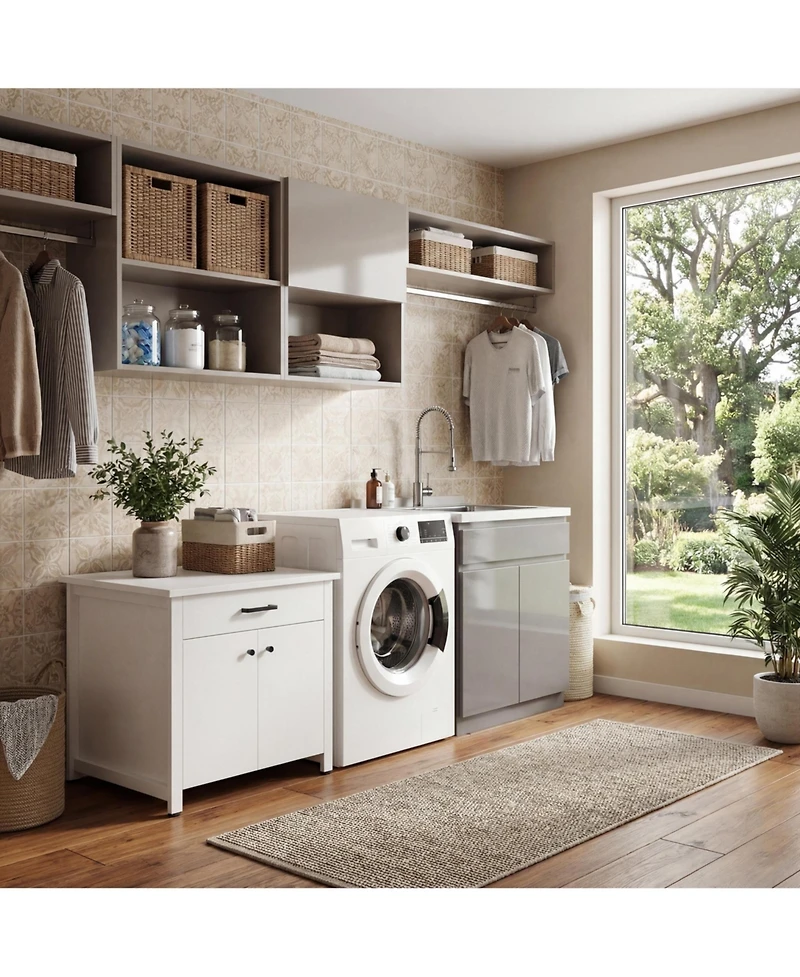 Homsee Freestanding Bathroom Storage Cabinet, Washer Dryer Laundry Pedestal